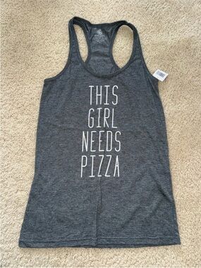 NWT WOMEN’S BODY RAGS CLOTHING “THIS GIRL NEEDS PIZZA” TANK SIZE MEDIUM